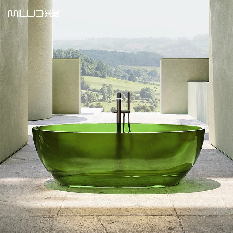 Composite stone bath tubs artificial stone freestanding bathtub crystal colored bathtubs
