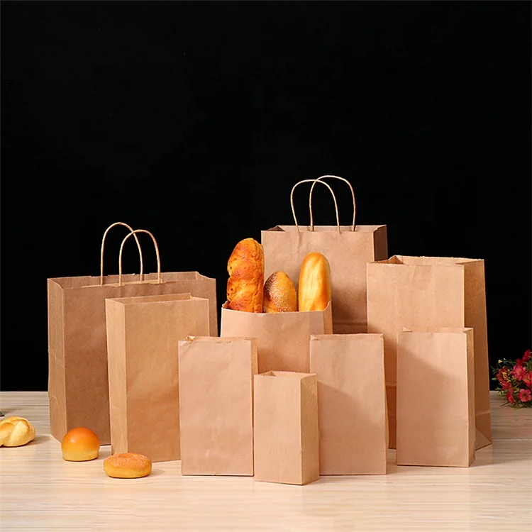 KM Biodegradable Packaging Food Grade High Quality Disposable Kraft Paper Bag Without Handle