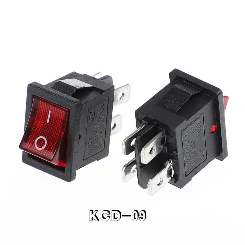 KCD1-104N ВКЛ-ВЫКЛ 4 штыря Кулисные переключатель 21*15 DPDT с подсветкой желобковый