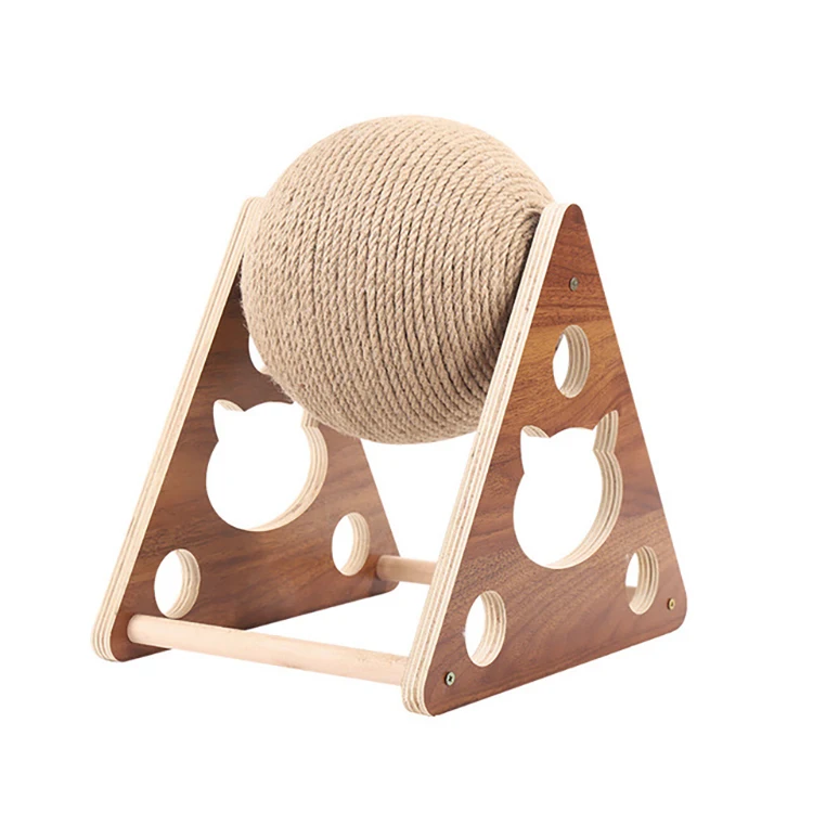 Cat scratching board wooden ball pet grinding claw hand wrapped sisal rope cat climbing frame scratcher column resistant cat toy