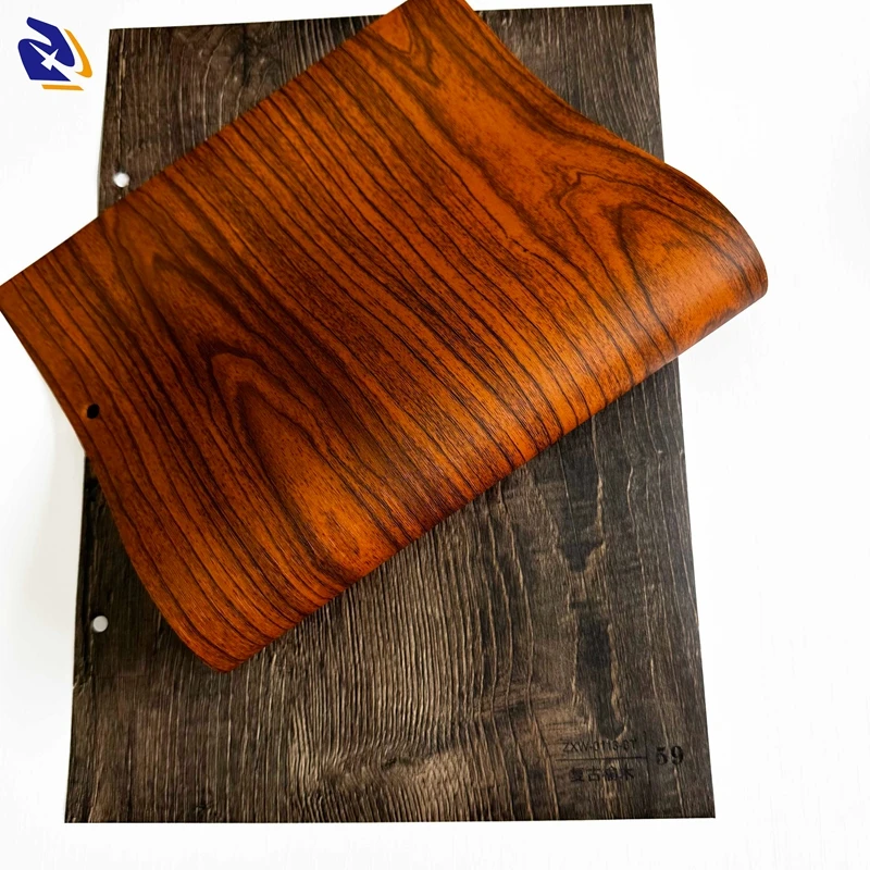 2025 Cherry Wooden Texture PVC Decorative Films 3D Embossed Effect Not Self-Adhesive Wood PVC Lamination Film For Charcoal Board