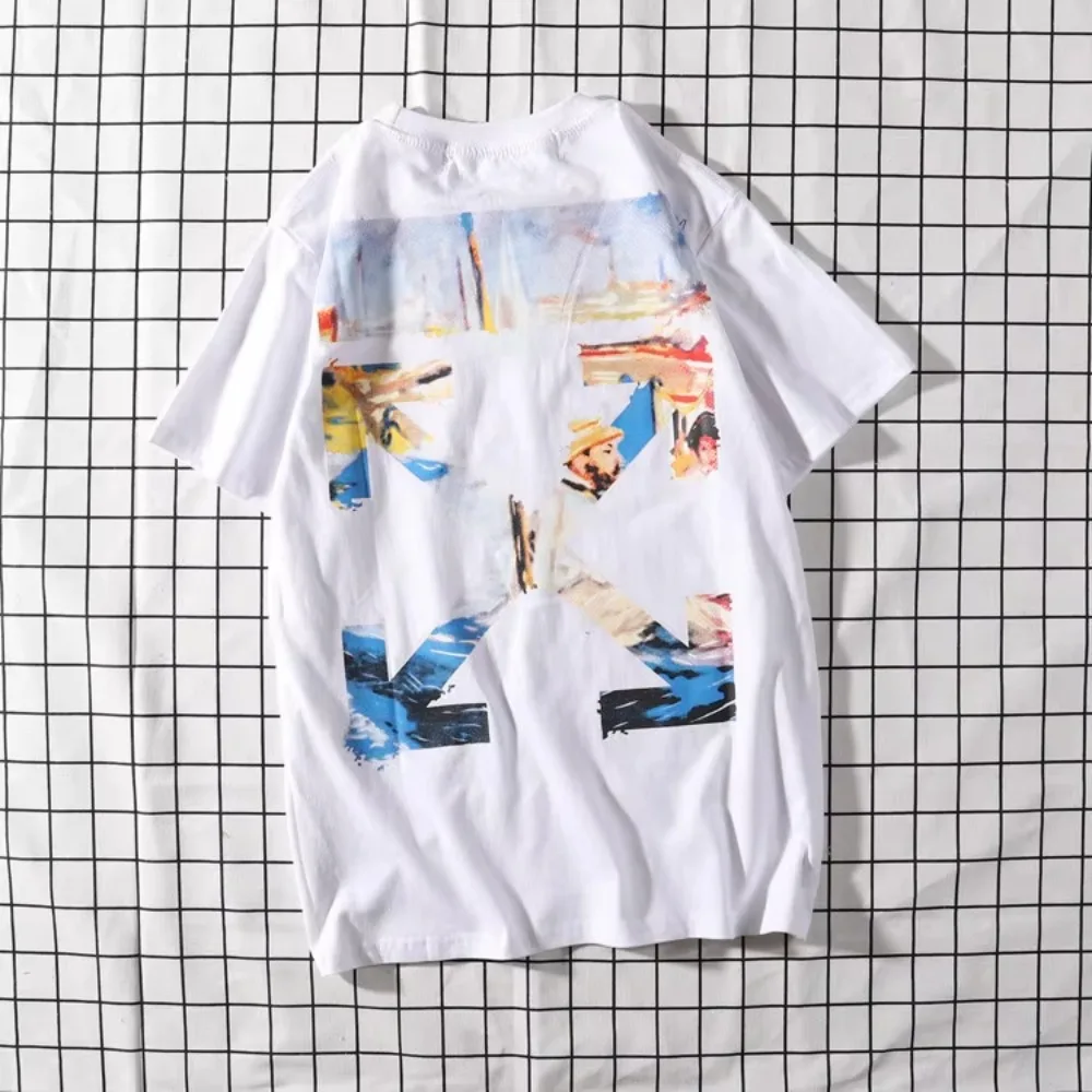 New Offs Wholesale High-quality 100% Cotton White Custom Brand Men T-shirts with Print Short Sleeve Unisex White T-shirt