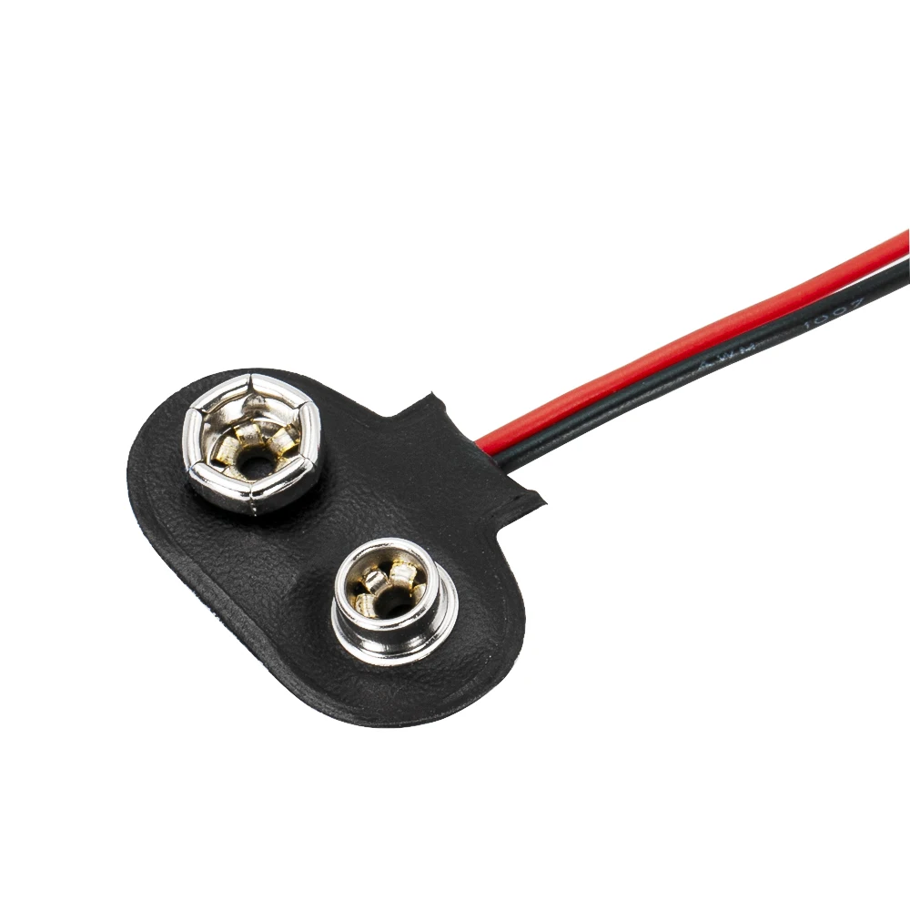 9V Battery Connector Snap Black / Blue Color ABS 9V Battery Connector Clips T-Type Battery Holder with Wire for Equipment