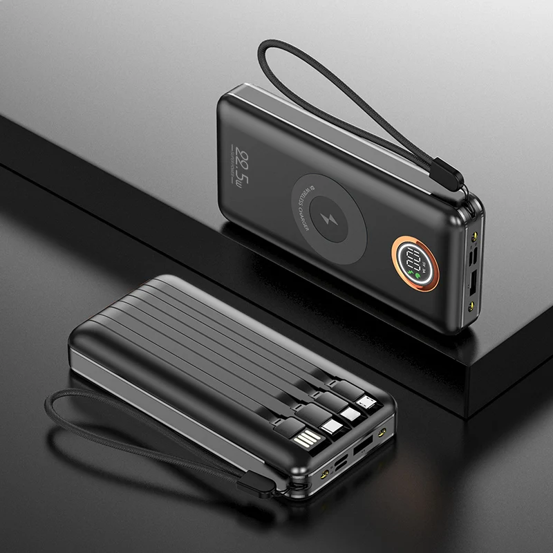 Multifunction 7-in-1 Power Bank 20000mAh External Battery Wireless Charge 18W 20W 22.5W PD Fast Charging Power Bank