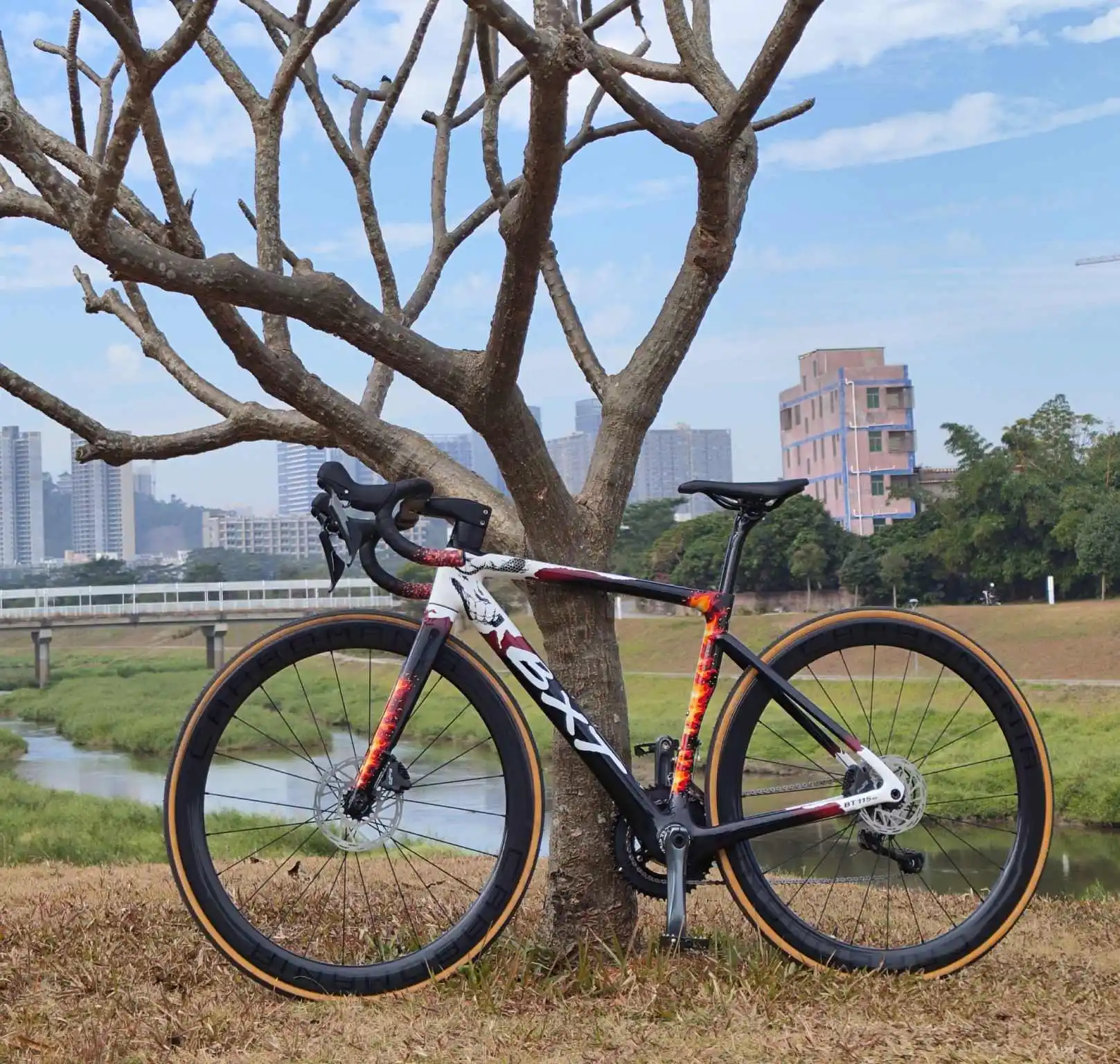 BXT Carbon Road Bike Disc Brake SHIMANO R7000 Fully Hidden Cable Routing Racing Bike Disc Brake Carbon Road Bicycle 2*11 speed