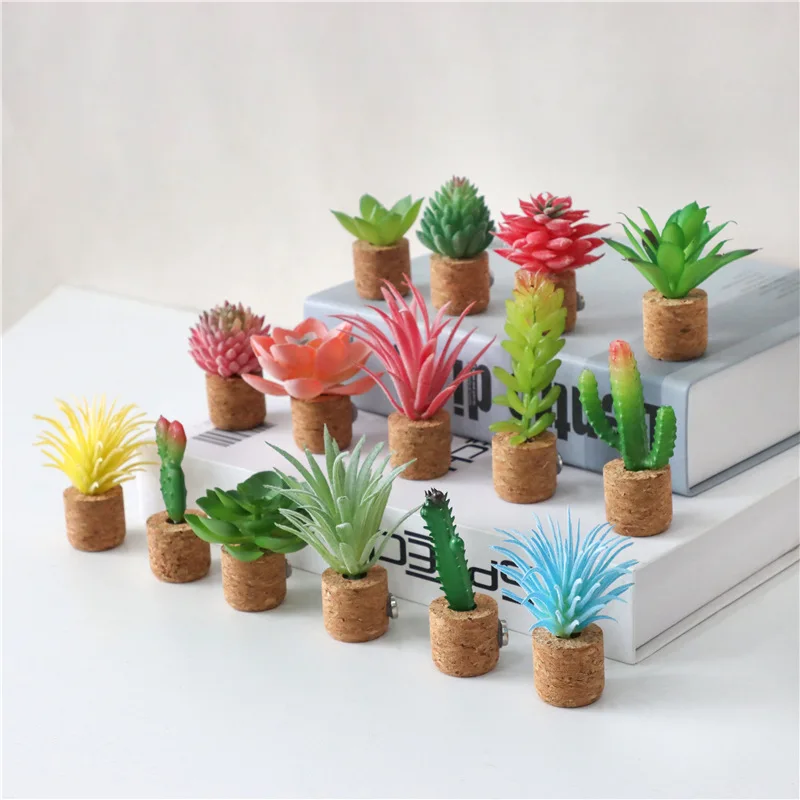 Hot simulation succulent cork magnet refrigerator magnet plant refrigerator magnet home whiteboard decoration