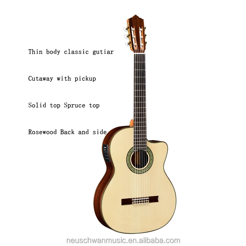 Thinbody Classic Guitar Cutaway Rosewood Guitare Flamenca Solid top Classic Guitiar