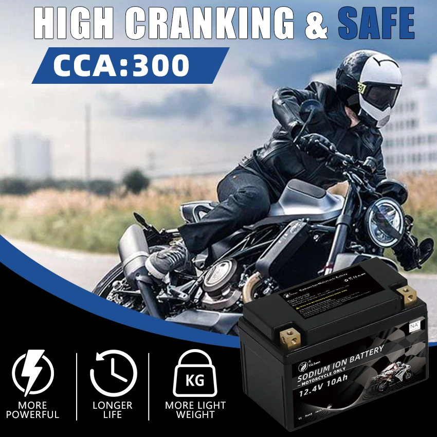 High C-rate 300CCA Sodium-ion Motorcycle Starter Battery 12V 10Ah SIB for Motorcycles Jet Ski Motocross ATV