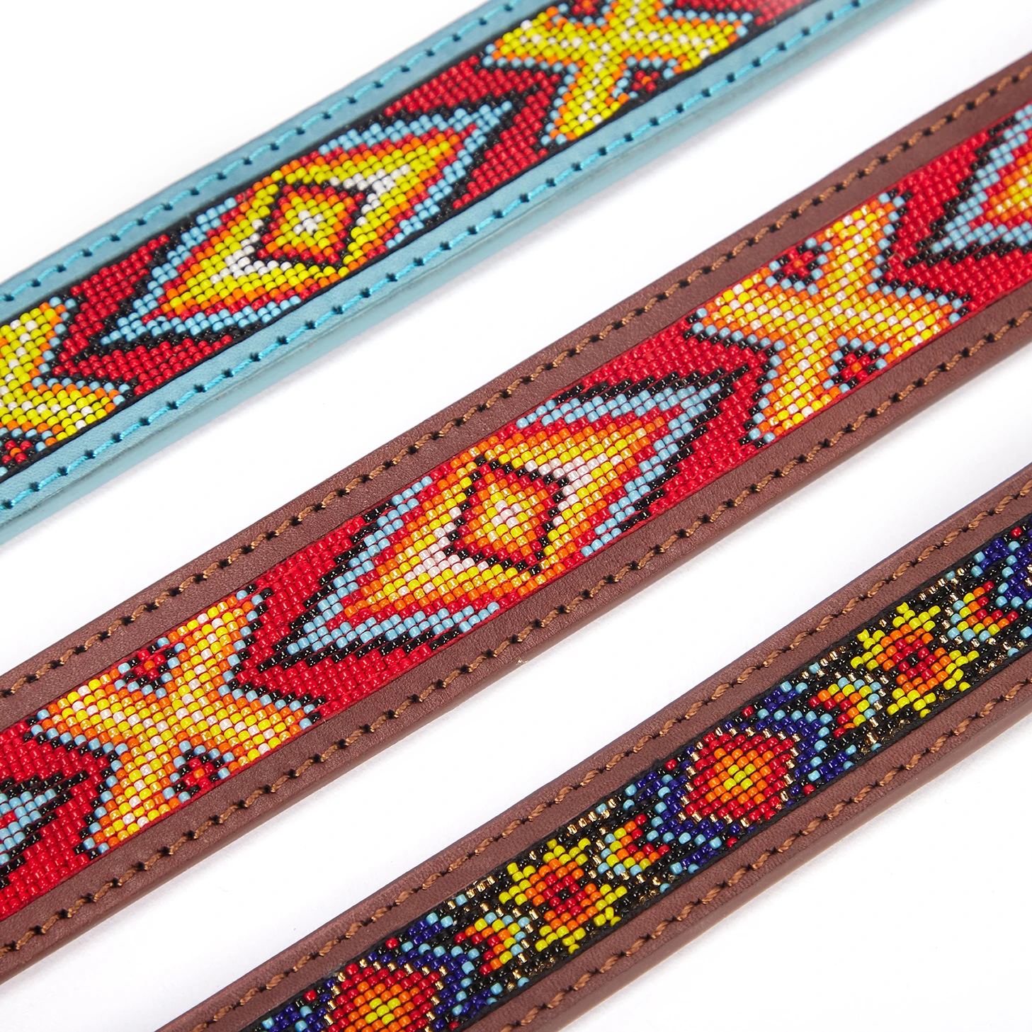 Pets Accessories High quality Handmade Beaded Leather Dog Collar Luxurious