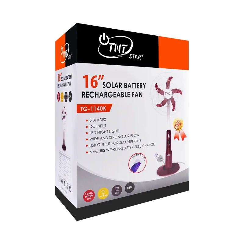 TNTSTAR TG-1140K New stand cooling tower fans rechargeable electric fan 16 inches rechargeable battery operated fan