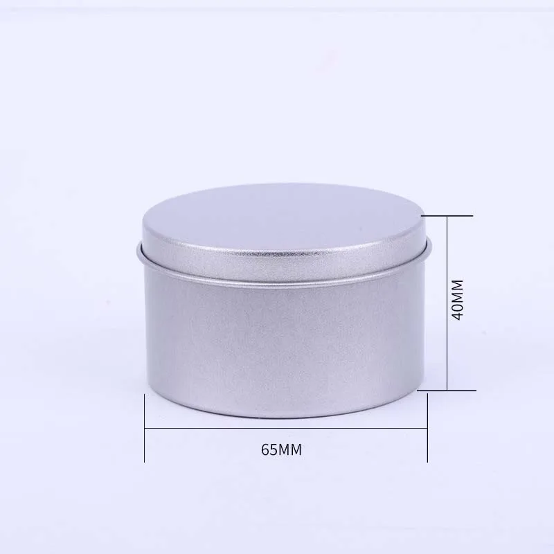 Silver Round Metallic Box Can Wide Tins For Candles Cosmetic Container Aluminium Candle Jar