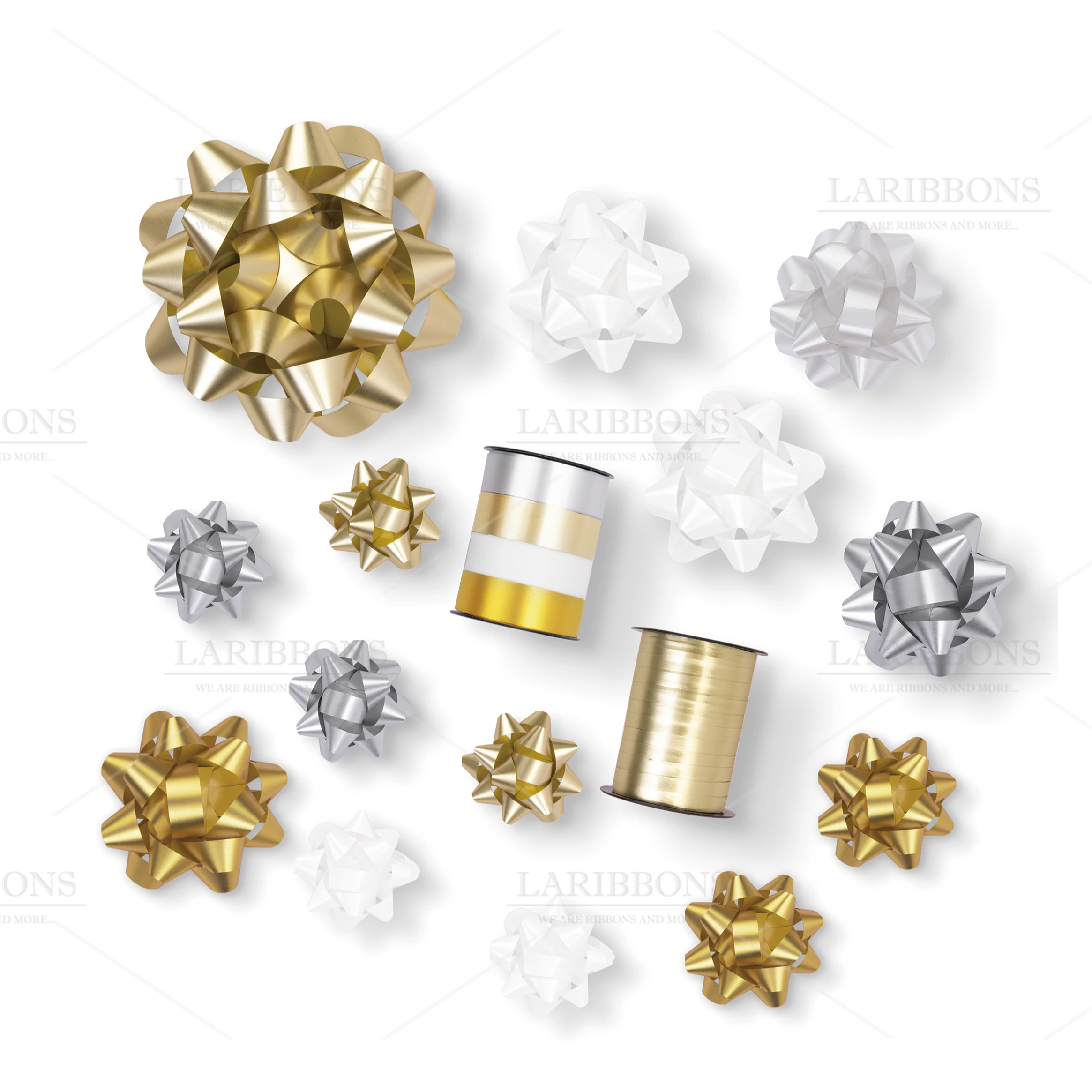 Free Sample Vitenam Wholesale wedding christmas party Silver Gold PP Star Bow set confetti bow