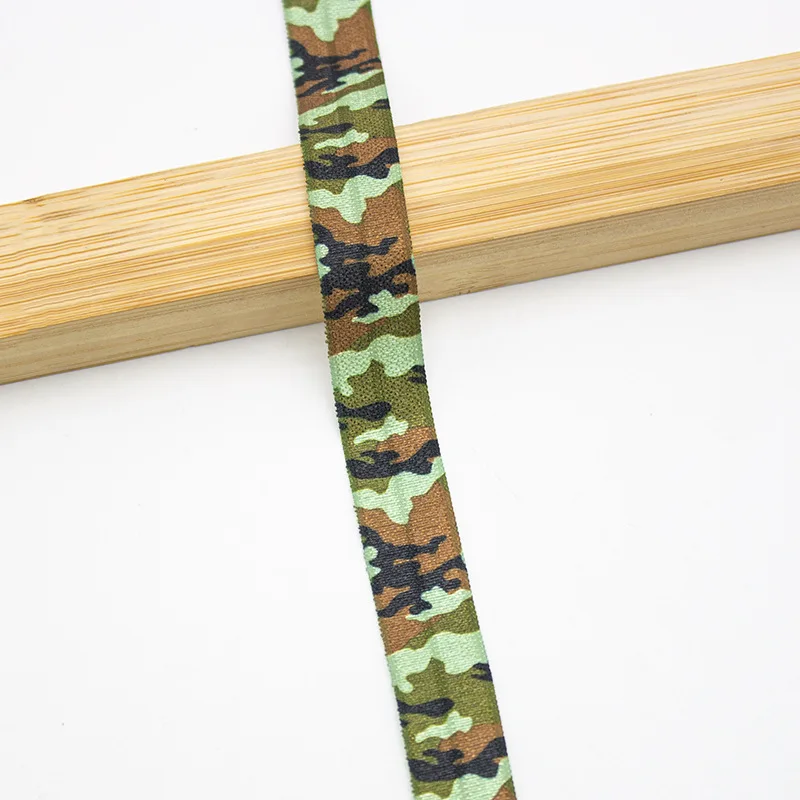 custom camouflage logo print folded elastic for hair band