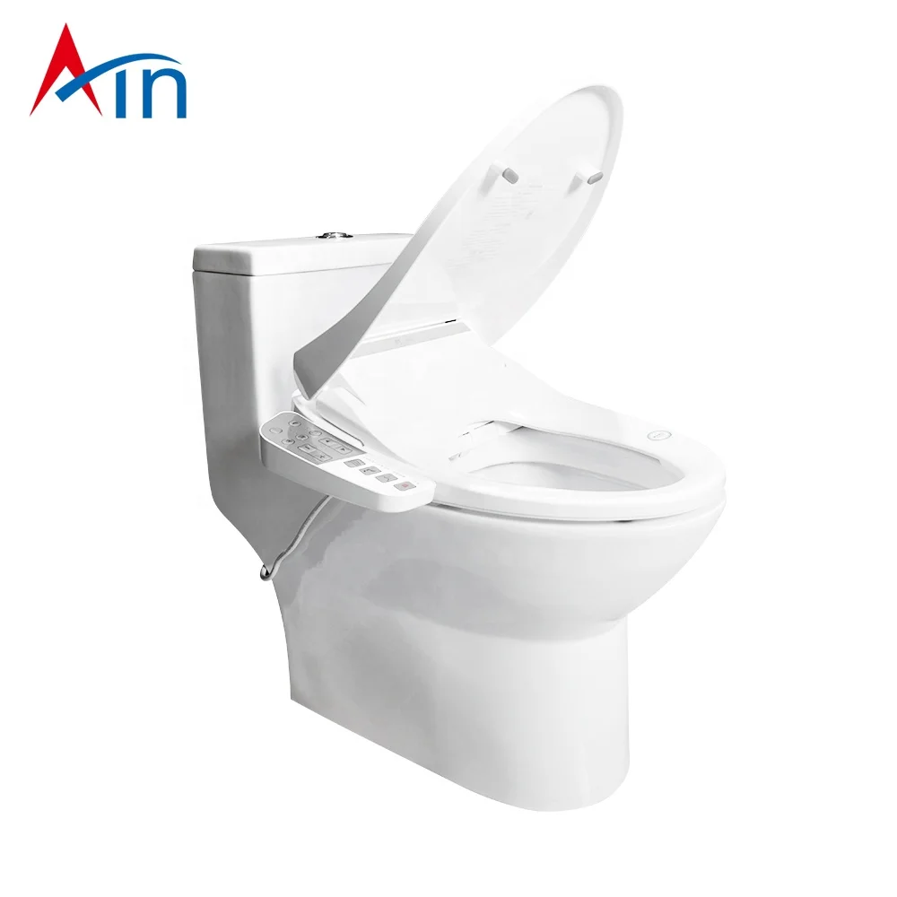 Elongated Bidet Toilet Seat With Quiet-Close Lid And Seat Adjustable Spray Pressure And Position Self-Cleaning Wand