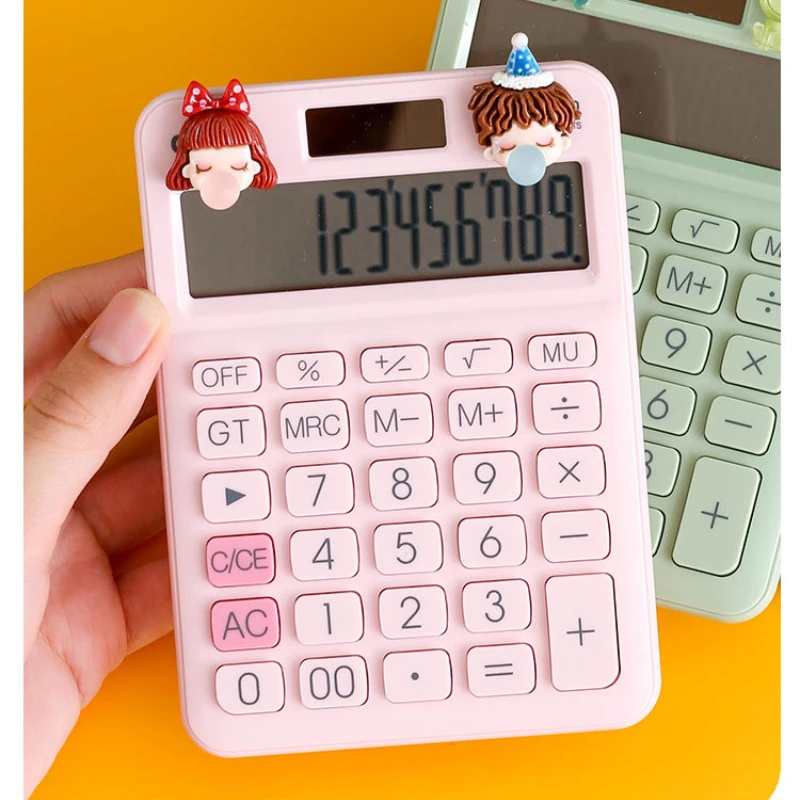 Voice calculator 12-bit large screen fashion ins wind cartoon cute solar accounting office for student