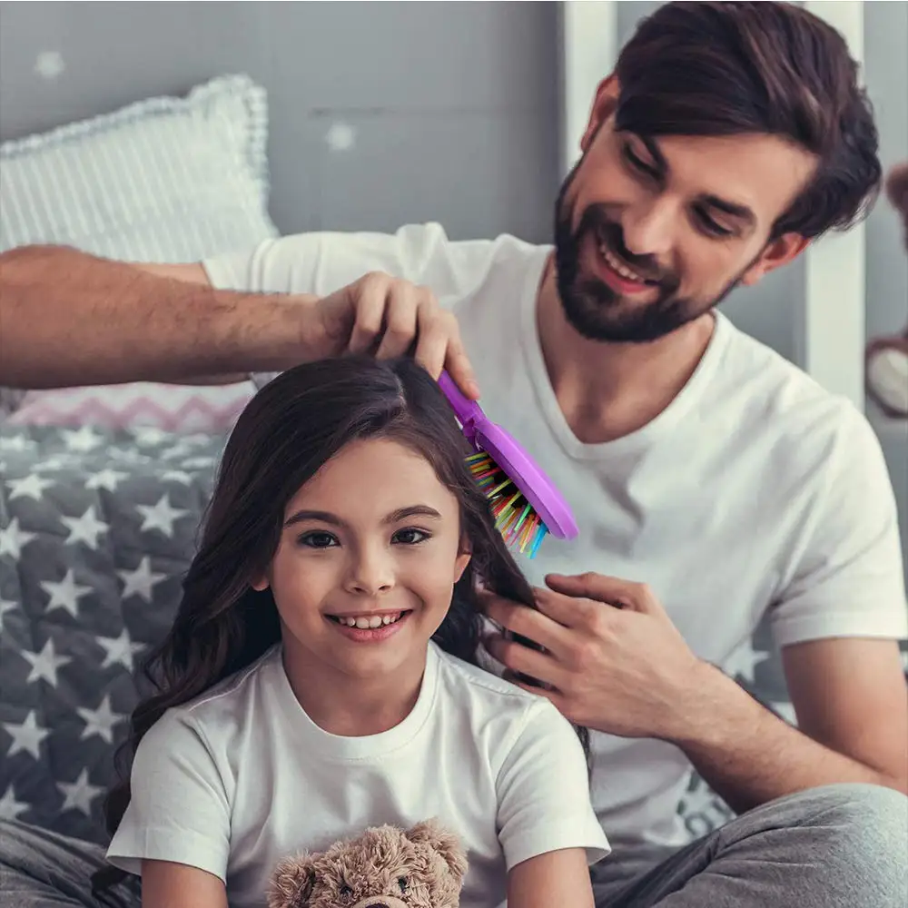 Folding Travel Hair Brush Cute Mini Round Hair Comb Pocket Hairbrushes with Makeup Mirror Compact Massage Comb for Girls