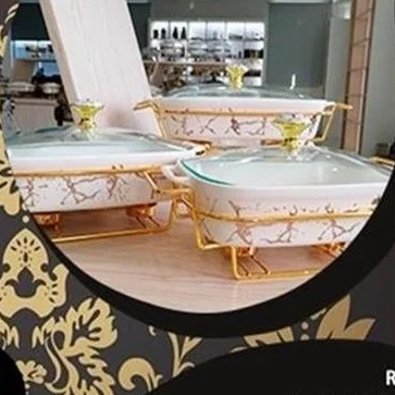 Длинные сервировочные блюда из нержавеющей стали L4602, золотая металлическая подставка, подогреватель еды, золотые Подогреватели еды