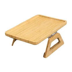 Customization Wholesale Bamboo Clip square Tray Sofa Table for Wide Couches Portable Sofa Arm Table