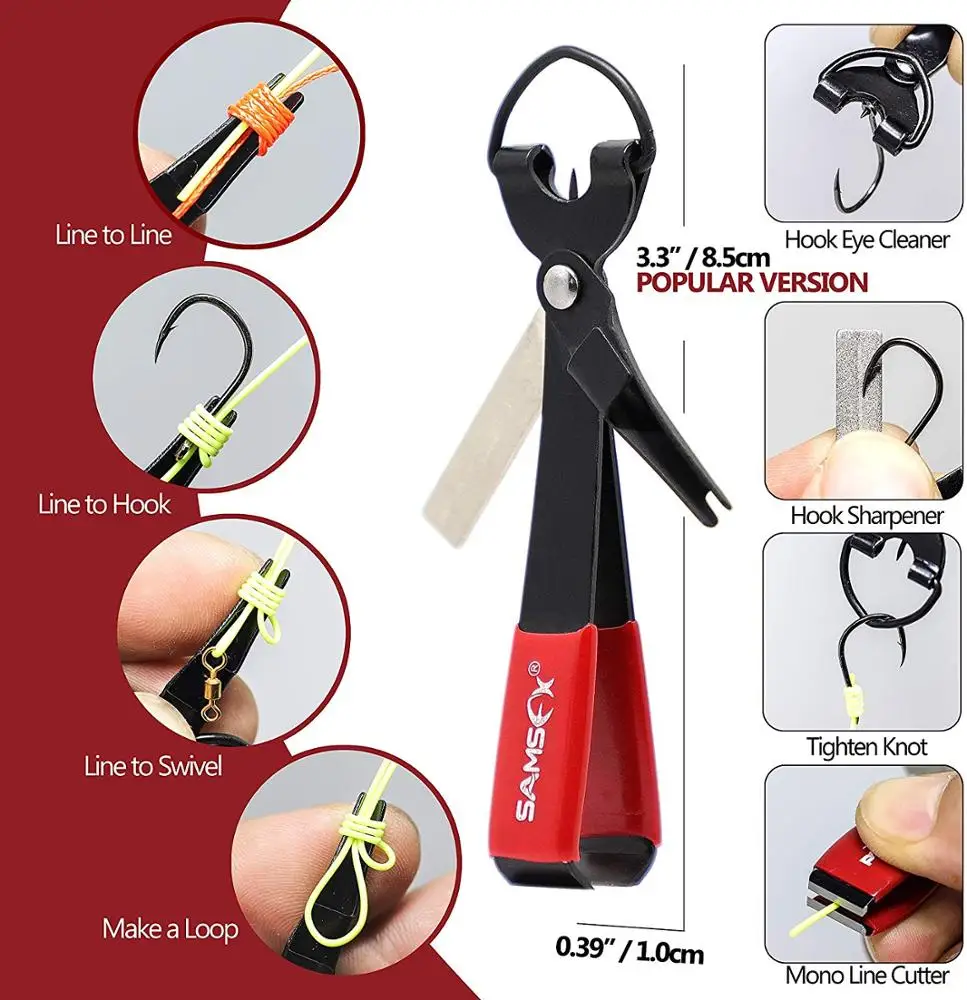 
SAMSFX Fishing Dual Head Zinger Line Nippers Forceps Coiled Lanyard and Dual Grooves Hook Sharpener Fly Fishing Vest Tools Kit 