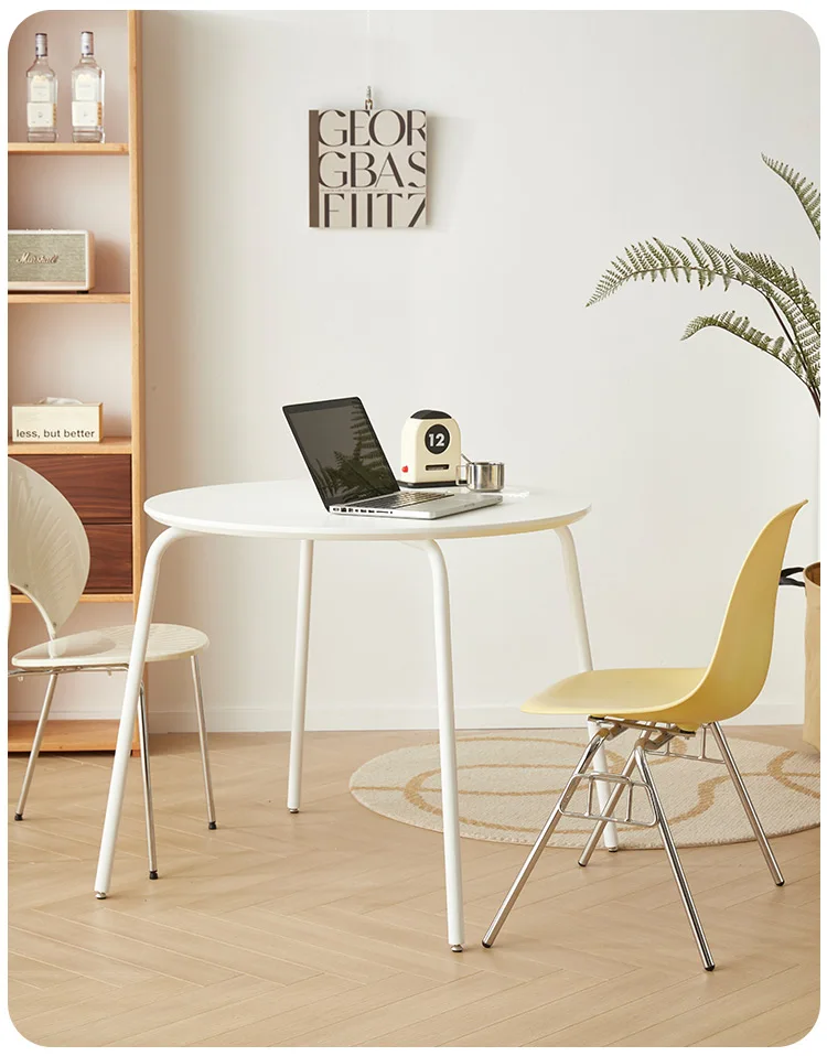 Nordic modern classic round white mid-ancient table for  dining and study living room