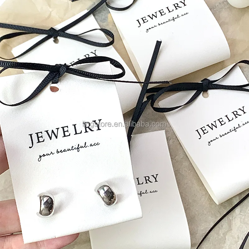 Luxury Fabric Packaging Earrings Display Card Necklace Cards Fashion Hair Tie Jewelry Holder Cards Jewellery Label