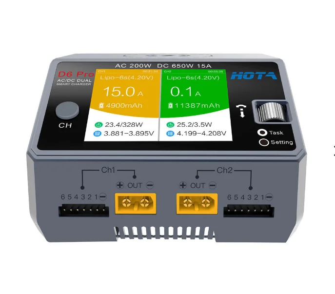 HOTA D6 Pro AC 200W DC 650W 15A Charger With Wireless Charging for NiZn/Nicd/NiMH Battery
