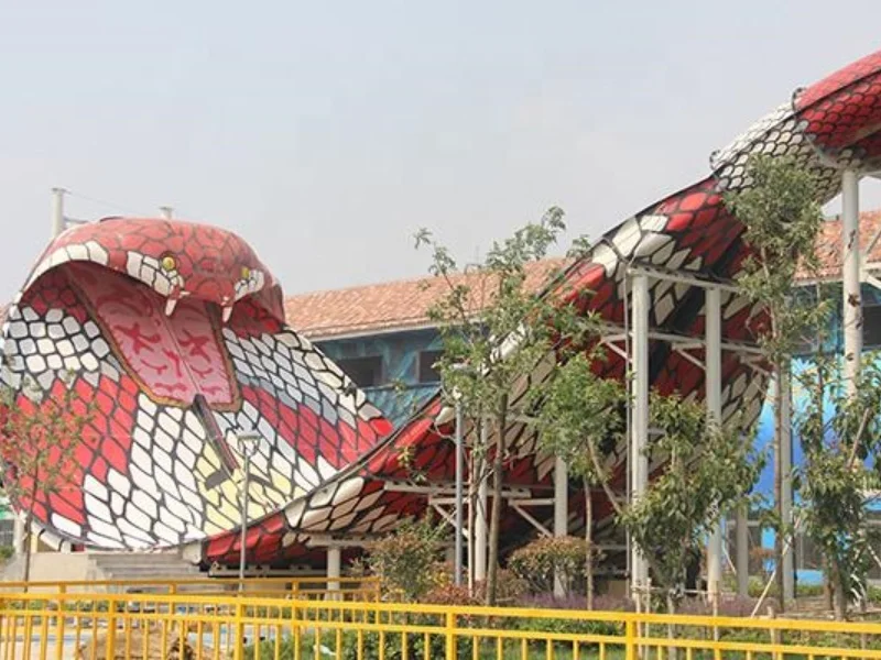 Commercial Water Park Equipment Outdoor Fiberglass Two-man Raft King Cobra Slide for Amusement Park