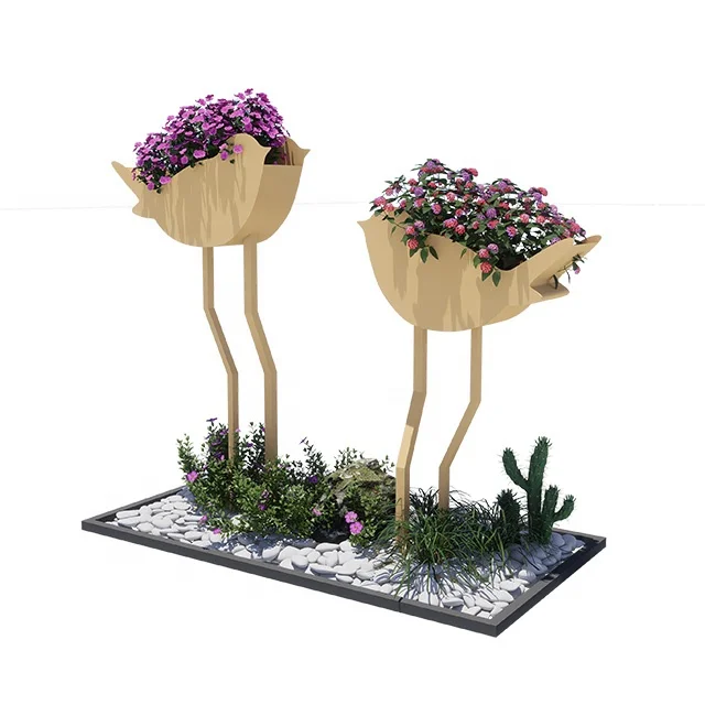 Street flower planter use Galvanized Steel Custom color and size factory direct