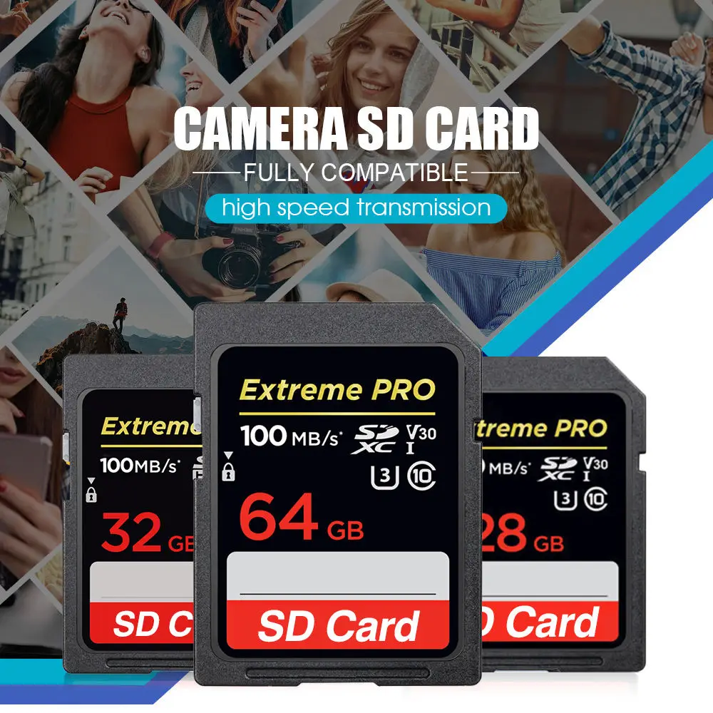 Real Capacity 64Gb 128Gb SD Card Manufacturer Cheap Price 16/32/128/512GB Card for Sandisk Adapter for Samsung Camera