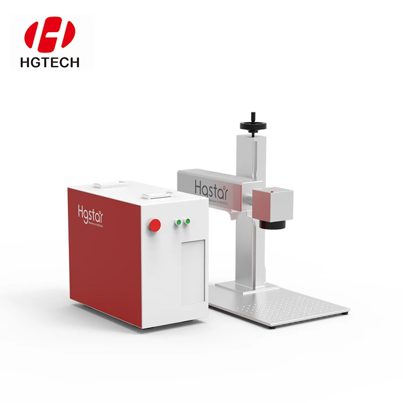 HGTECH 110x110mm Air cooling 220V 20W/30W 50W/60W 100W Raycus Metal Laser Marker Desktop Laser Fiber Engraving Marking Machine