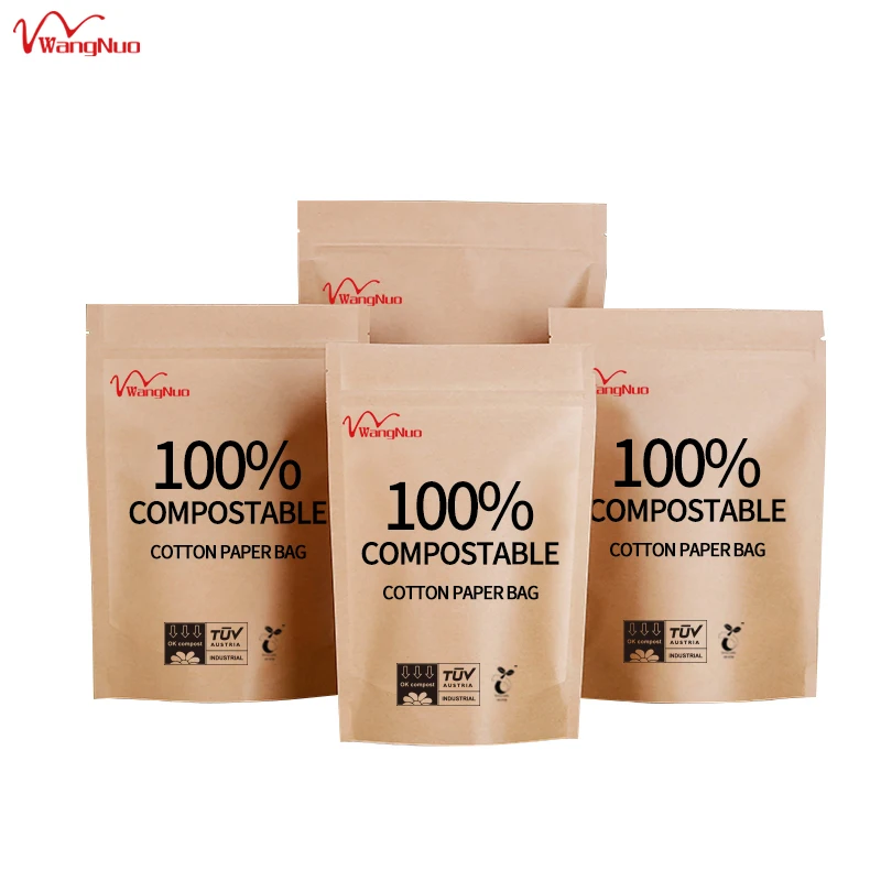 Custom Printing Resealable Heat Seal Zip Lock Bag Stand Up Pouch Biodegradable Kraft Paper Zipper lock Bags