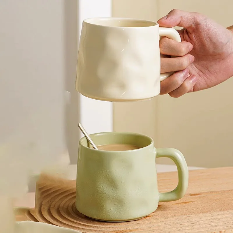 New office 380ml hammered lumpy ice cream Ceramic mugs coffee milk cup portable tea water cups coffee milk mug