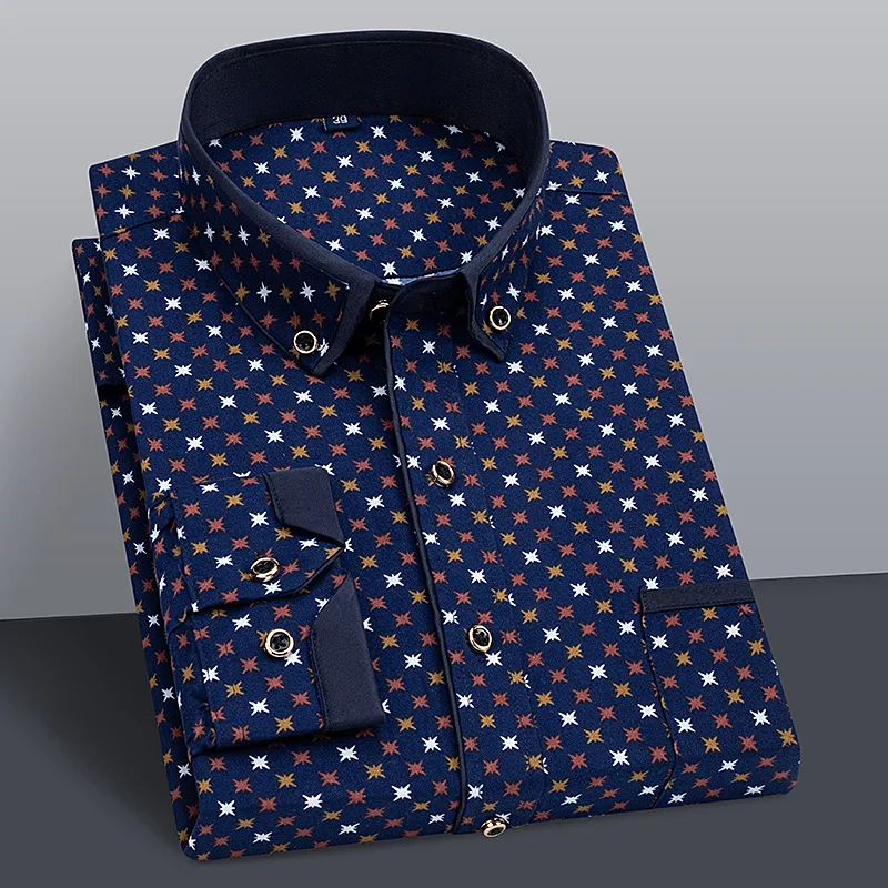 Fancy Fashion Designer Double spread collar Printed dress shirts for men