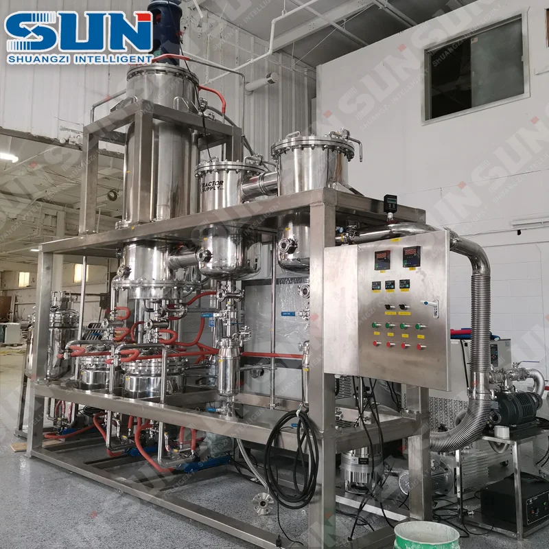 Multifunctional Short path essential oil extraction equipment molecular still glass distillation column
