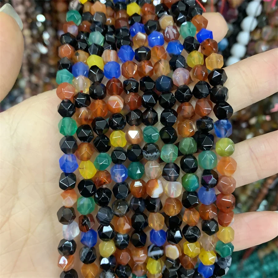 Hui Rui Wholesale 6mm Round Faceted Natural Stone Beads Jasper Agate Quartz Beads Loose Gemstone Beads For Jewelry Making