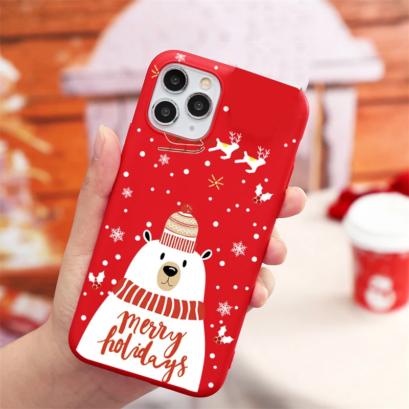 Cartoon christmas style Phone Case for iPhone 14 13 12 11 Pro XR X Xs Max 8 7 Mini Frosted Silicone Cases Soft Back Cover