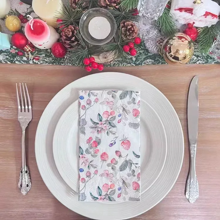 33*40 Watercolor printed strawberry napkins Colored paper towels dining room decoration paper placemat