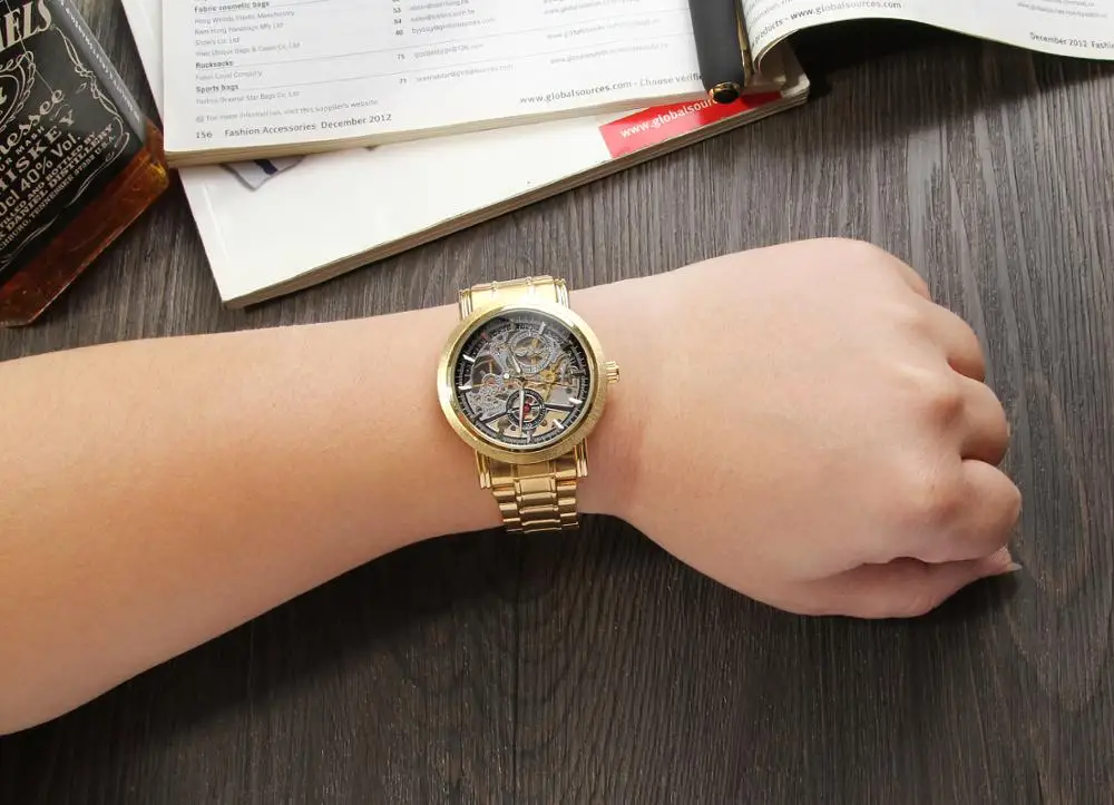 Wrist Watch Forsining Winner Luxury For Men Case Casual Skeleton automatic Steel Stainless Band watch