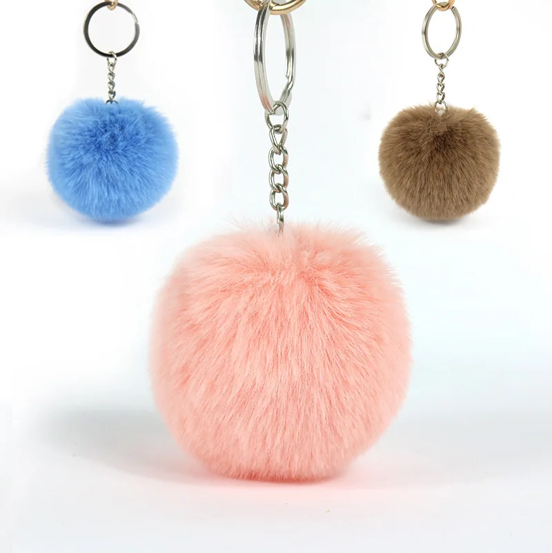 Wholesale Faux Rabbit Fur Pom Pom Keychain, Fluffy Keychain Pom Pom, Furry Keychains Pom Pom