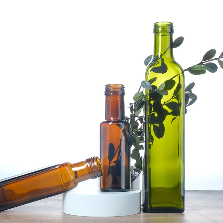 100ml 150ml 200ml Round Dark Green Olive Oil Glass Bottles And Amber Oliver Oil Glass Bottle With Stopper
