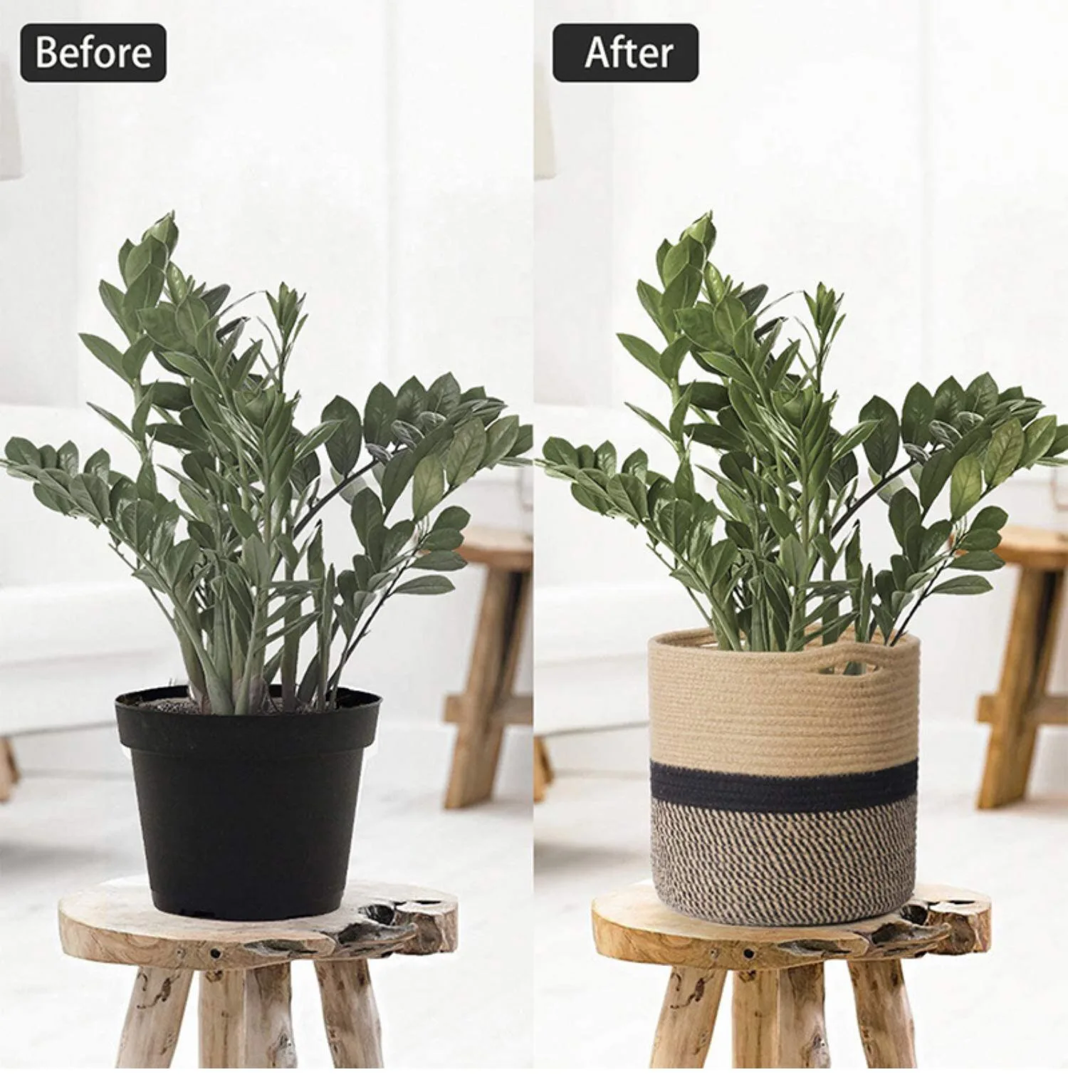 Wholesale Foldable Cotton Woven Rope Plant Basket For Flower Pot Home Decor Planters Storage Organizer Laundry, Grocery Basket
