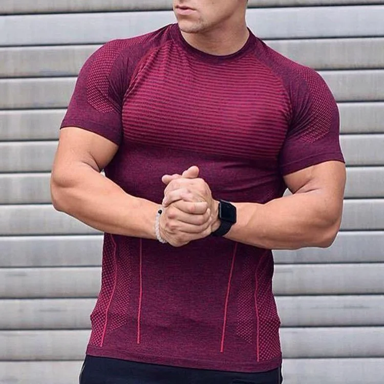Wholesale custom sport fitness wear short sleeve seamless bodybuilder gym t shirt for men
