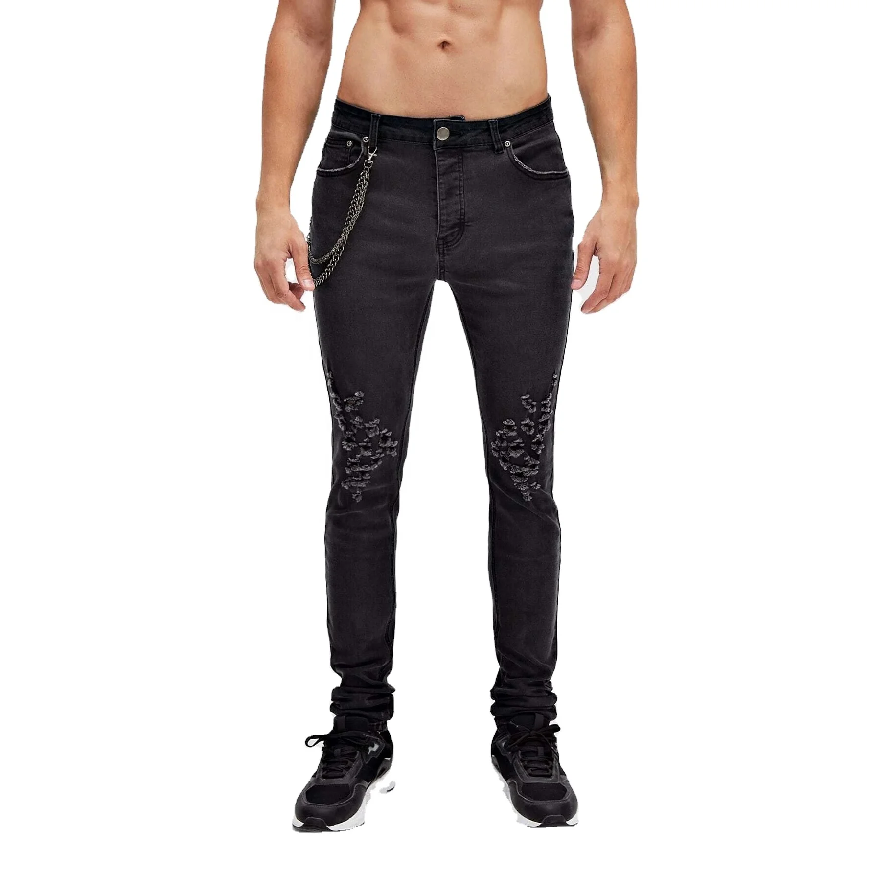 SKYKINGDOM gz longchan Oem High Quality Skinny Fit Distress Brand Denim Jeans Custom Men Slim Ripped Pants Pantalones Jean