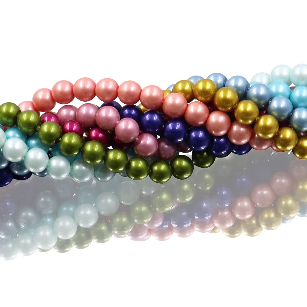 10mm round faux glass pearl bead in shell effect in bulk