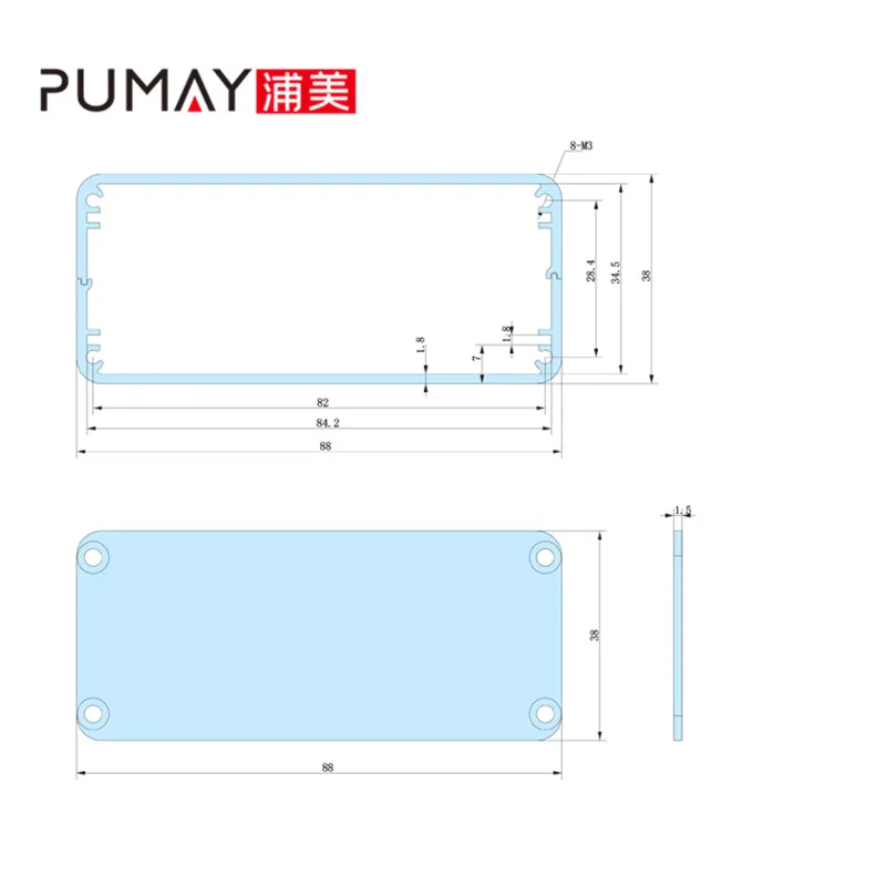 
electronical pcb enclosure 88*38-100 mm extruded aluminum project box enclosures electronics 
