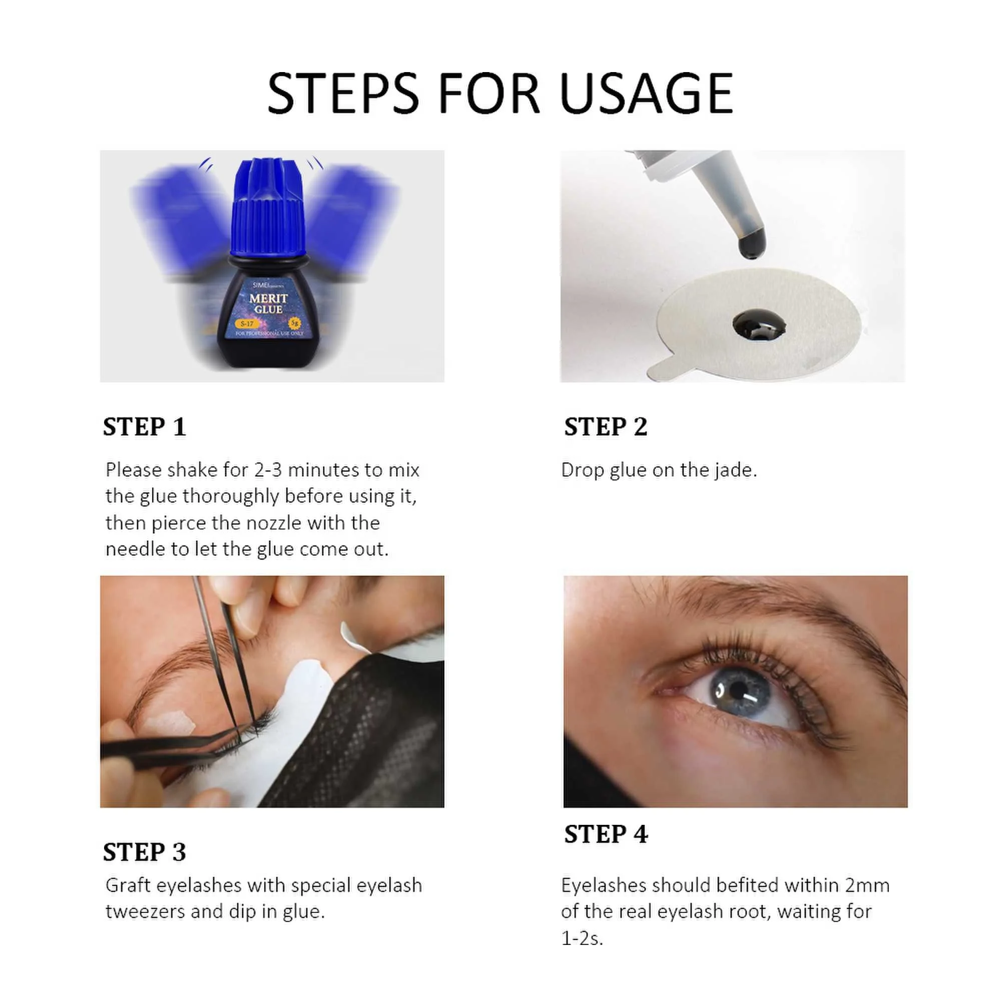 custom korea best waterproof strong adhesive fast dry eyelash extensions glue hs 17 eyelash glue