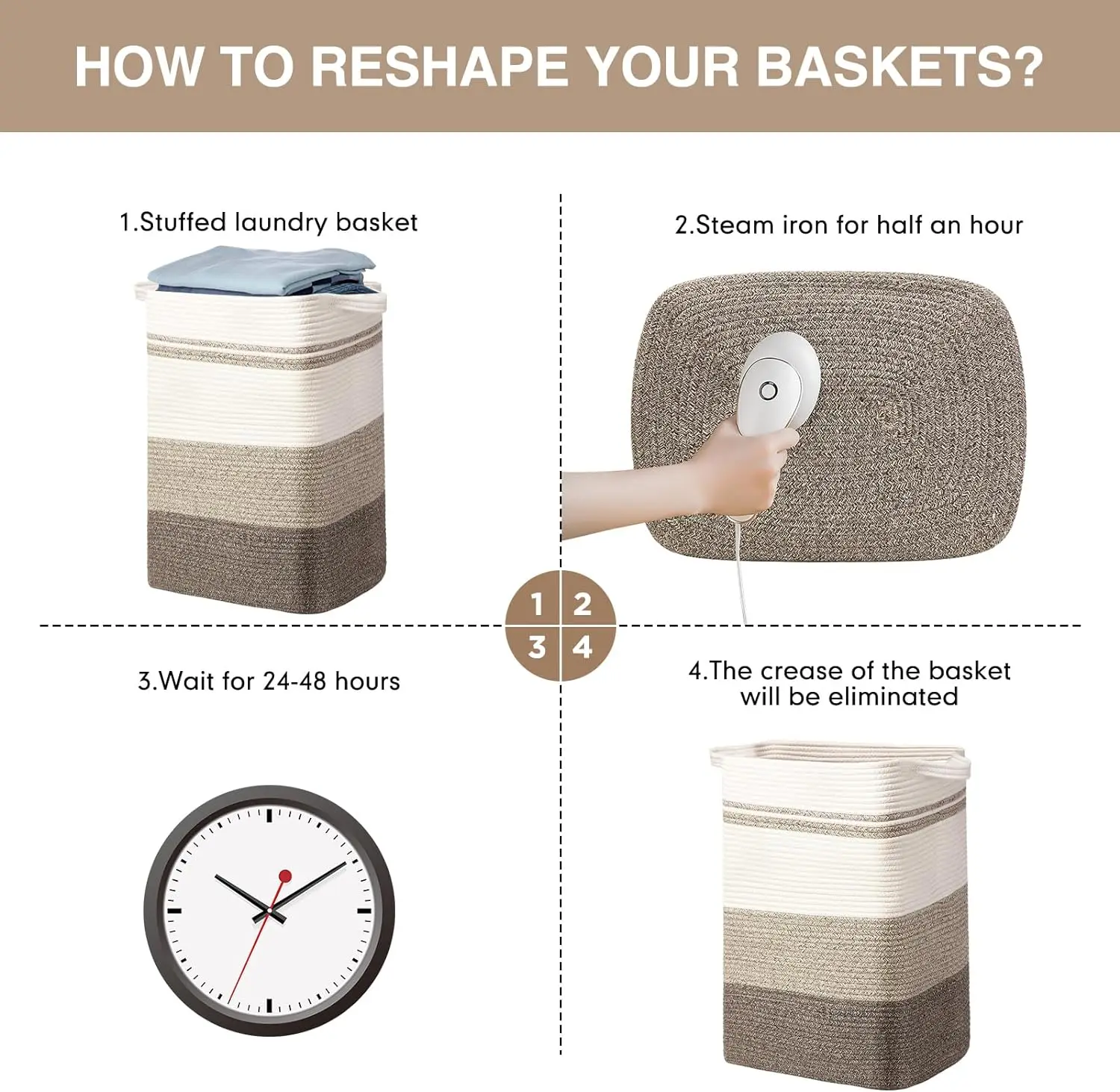 Laundry Hamper Extra Large Laundry Basket, Cotton Woven Storage Basket  Foldable   2024 Factory Wholesale