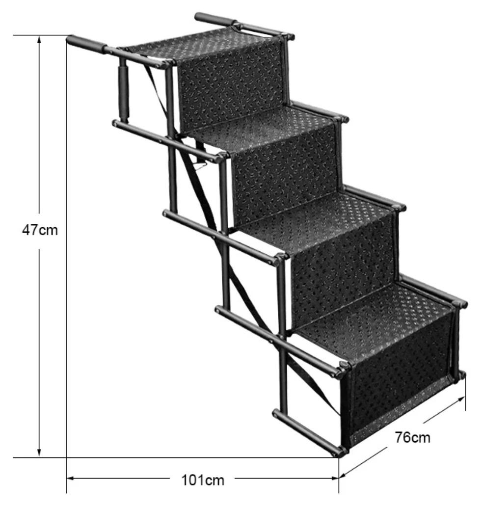 Bangke 4 steps steel Portable Foldable Easy to Carry Antiskid  Pet  Ramping Stairs Ladder for Dog Climbing to Car