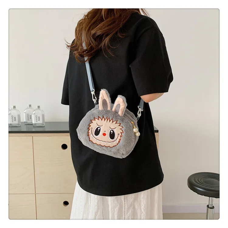 Labubu One Shoulder Bag Cute Cartoon Plush Doll Crossbody Bag New One Pieces Bag Monster Outdoor Travel  Toy