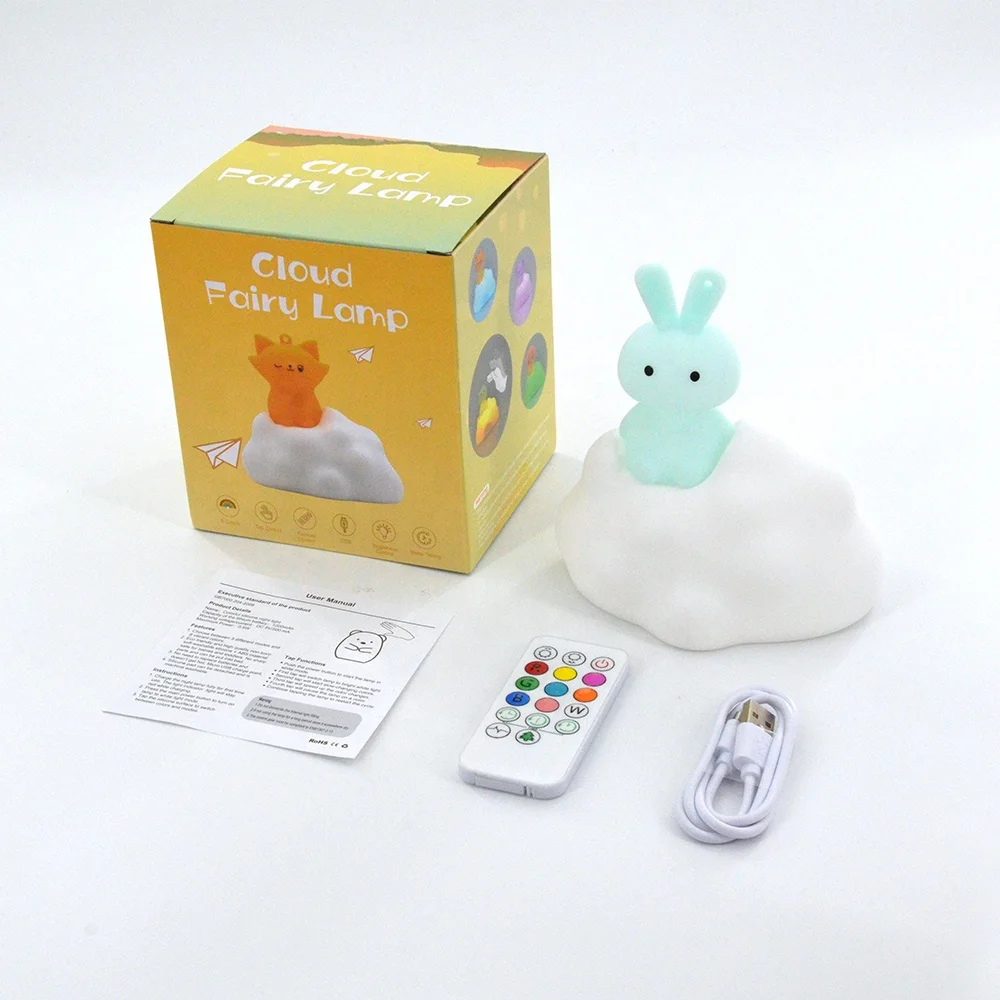 LED Cute Cartoon Night Light USB Rechargeable Night Lamp Touch Sensor Silicone Baby Nursery Light Lamp for Kids Bedroom Decor